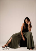 Side Slit Detailed Wide Leg Pant - 160726