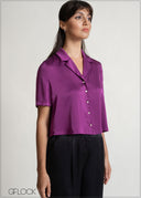 Short Sleeve Lapel Shirt Collar Top - 150526