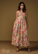 V-Neck Printed Dress - 110426