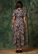 Waist Detailed Printed Dress - 281225