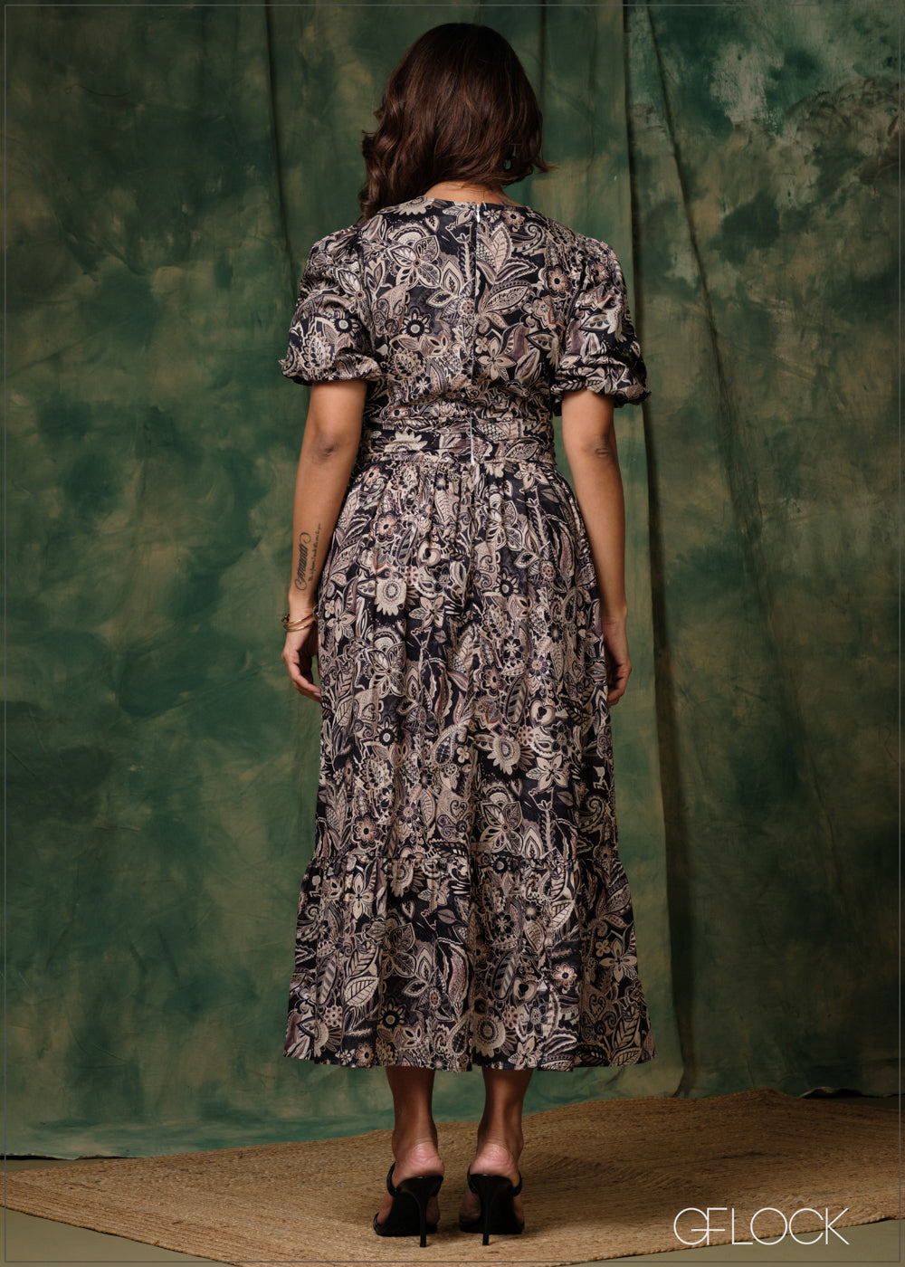 Waist Detailed Printed Dress - 281225