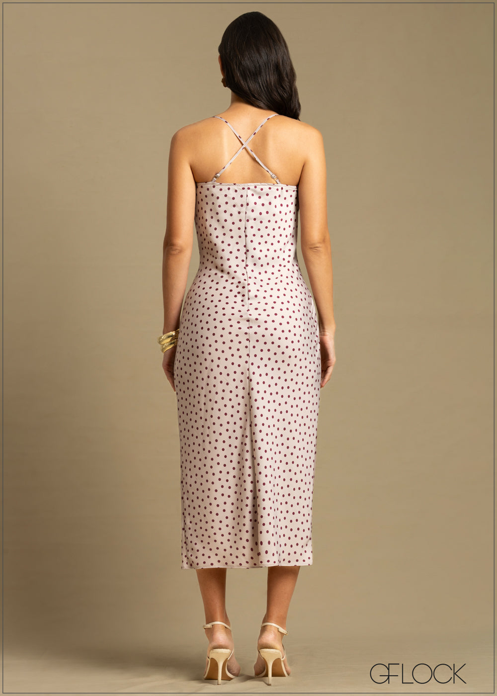 Polka Dot Cowl Maxi Dress - 240925