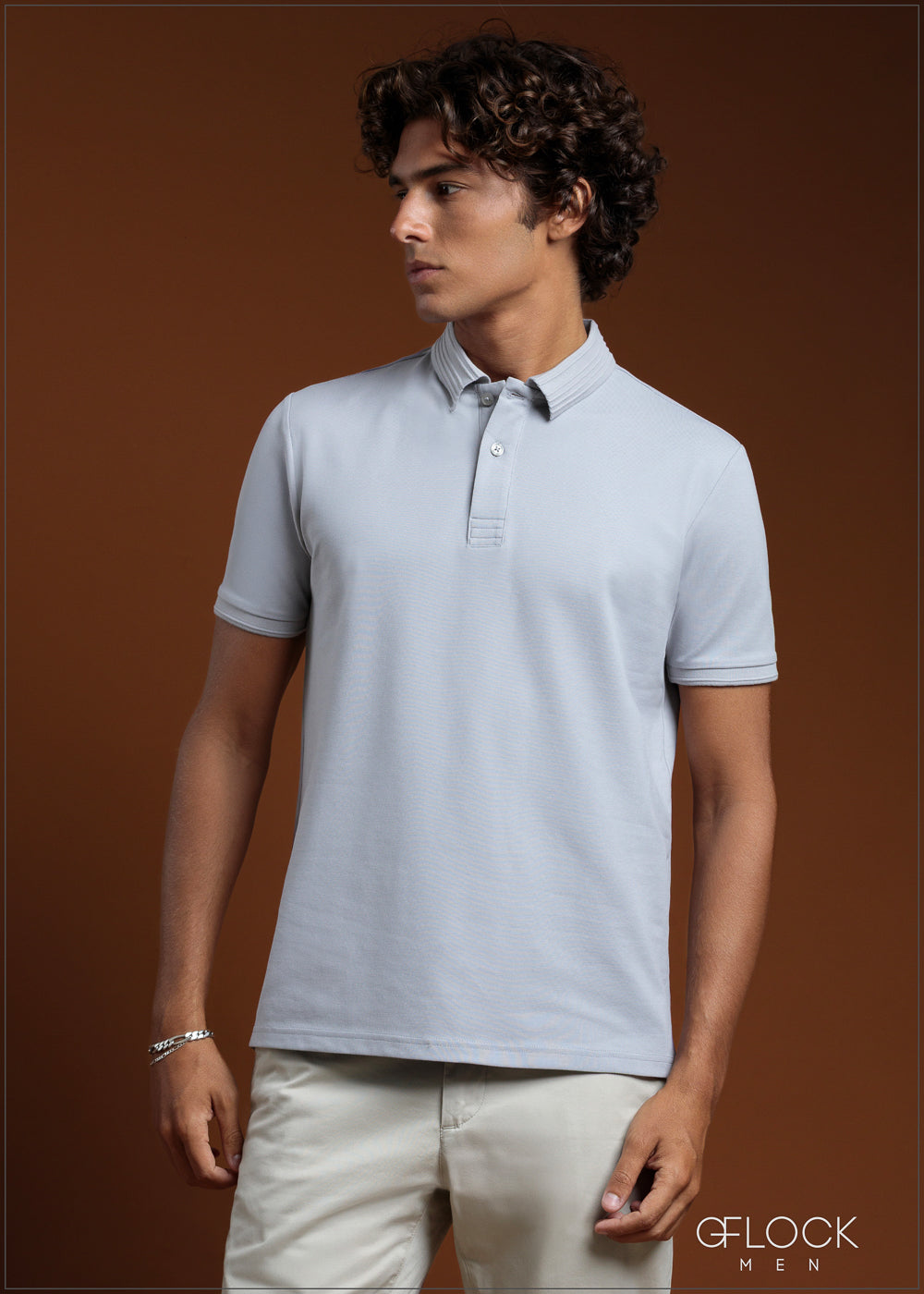 Embossed Collar Polo T-Shirt - 080425
