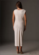 Cowl neck midi satin  bias cut dress