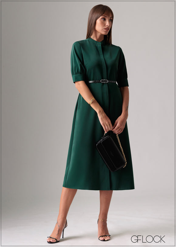 Chinese Collared Midi Dress - 120126