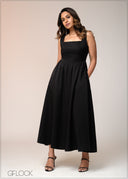 Square Neck Flared Dress - 271025