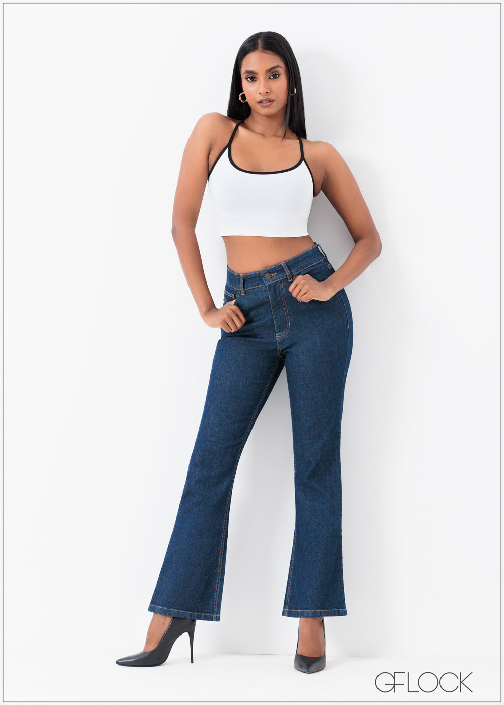 Dark Blue Flare Jean - Short Length - 250625