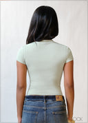 Short Sleeve Rib Top - 200226