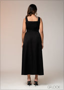 Square Neck Flared Dress - 271025