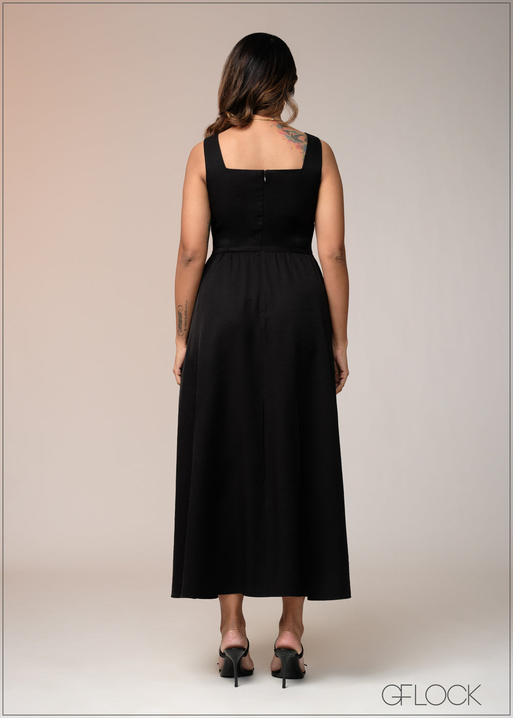 Square Neck Flared Dress - 271025