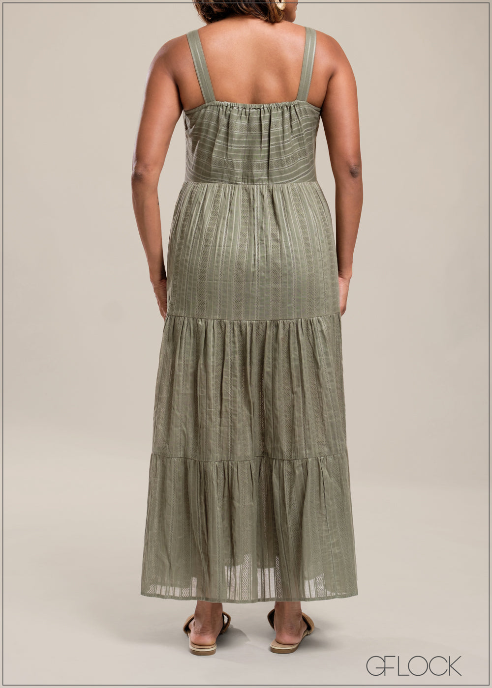 Ladies 100% Cotton Tiered Dress (Dobby Dress) - 250825