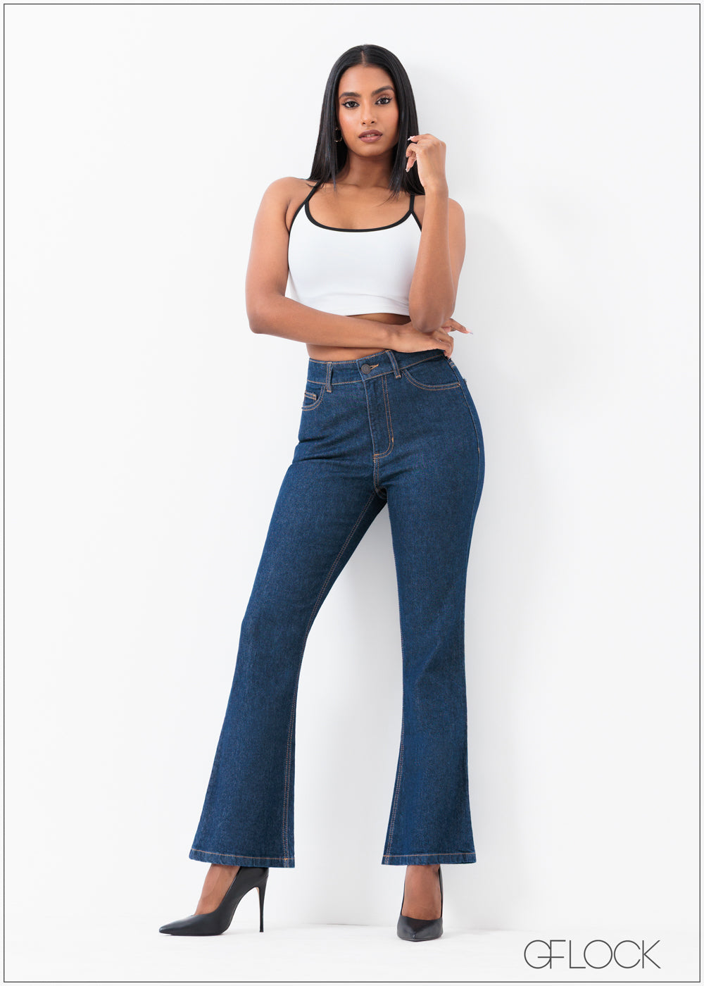 Bell Bottoms High Waisted Flare Jeans Short Dark Blue Flare Jean
