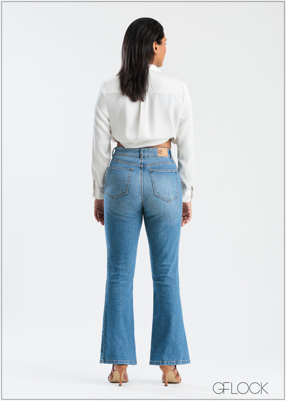 Mid Wash Flare Jean - Short Length - 250625