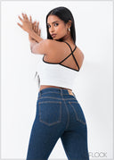 Dark Blue Flare Jean - Short Length - 250625