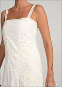 Strappy Lace Mix Midi Dress - 231225