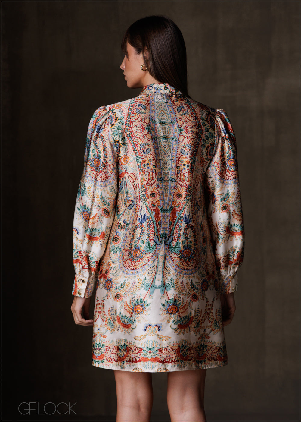 Collared Long Sleeve Shirt Dress - 191225