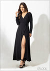 Long Sleeve Wrap Maxi Dress - 300623
