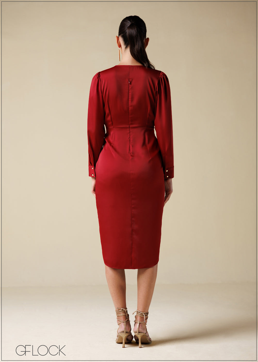 Front Knot Detailed Midi Dress - 250725