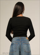 Ribbed Long Sleeve T-shirt - 161026