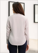 Long Sleeve Neck Detail Top - 250823