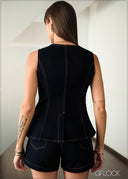 Denim Button-Up Top - 141225