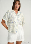 Cuban Collar Printed Shirt - 160226