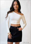 One Shoulder Rib Top - 200226