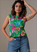 Printed Pleat Detailed Top - 111225