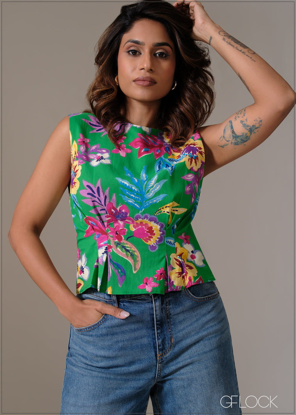 Printed Pleat Detailed Top - 111225