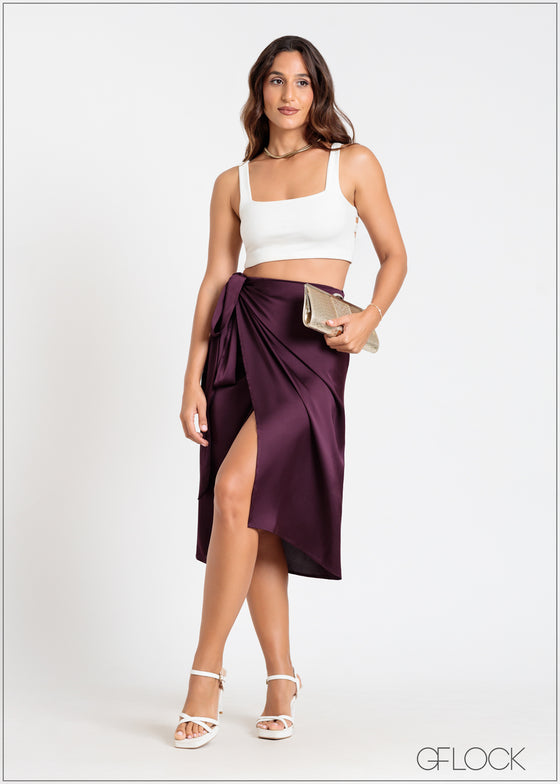 Wrap Tie-Up Midi Skirt - 211024