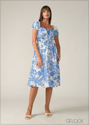 Puff Sleeve Midi Dress - 090326