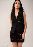 High Waist Sequin Mini Skirt - 261225E