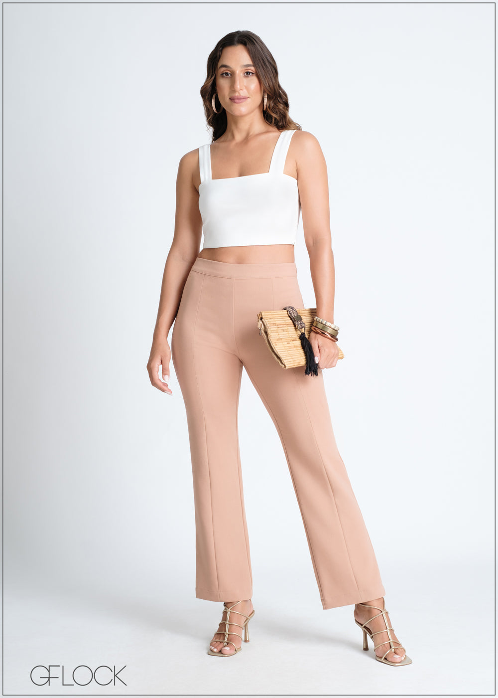 High Waisted Seam Detailed Straight Pant - 080724