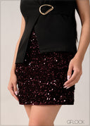 High Waist Sequin Mini Skirt - 261225E