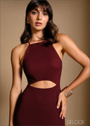Halter neck cut out detail midi dress