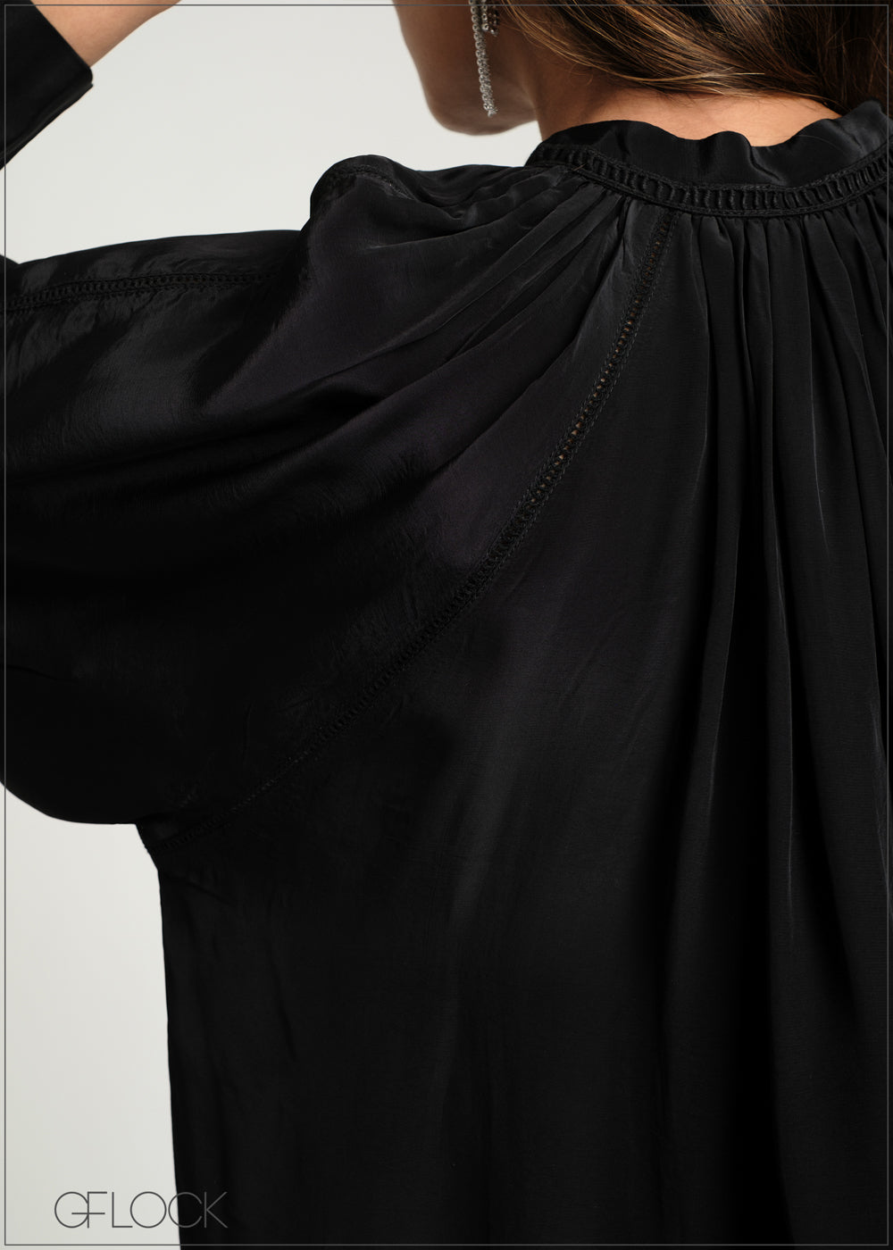 Lace Insert Long Sleeve Top - 100425IE