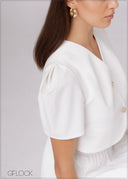 Puff Sleeved V-Neck Top - 080526