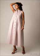 Pleated Midi Dress - 100426