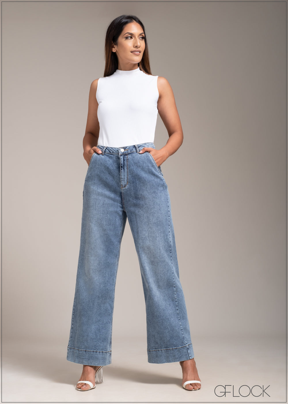 Moon Wash Wide Leg Jean - 091222
