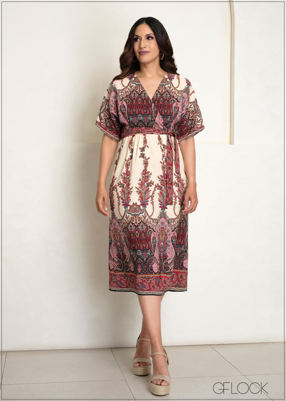 Paisley Printed Midi Dress - 140625