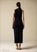 Front Ruched Halter Neck Dress - 250725