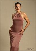 Neck Tie-Up Detailed Maxi Dress - 240925