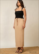 Smocked Tie-Up Crop Top - 130226