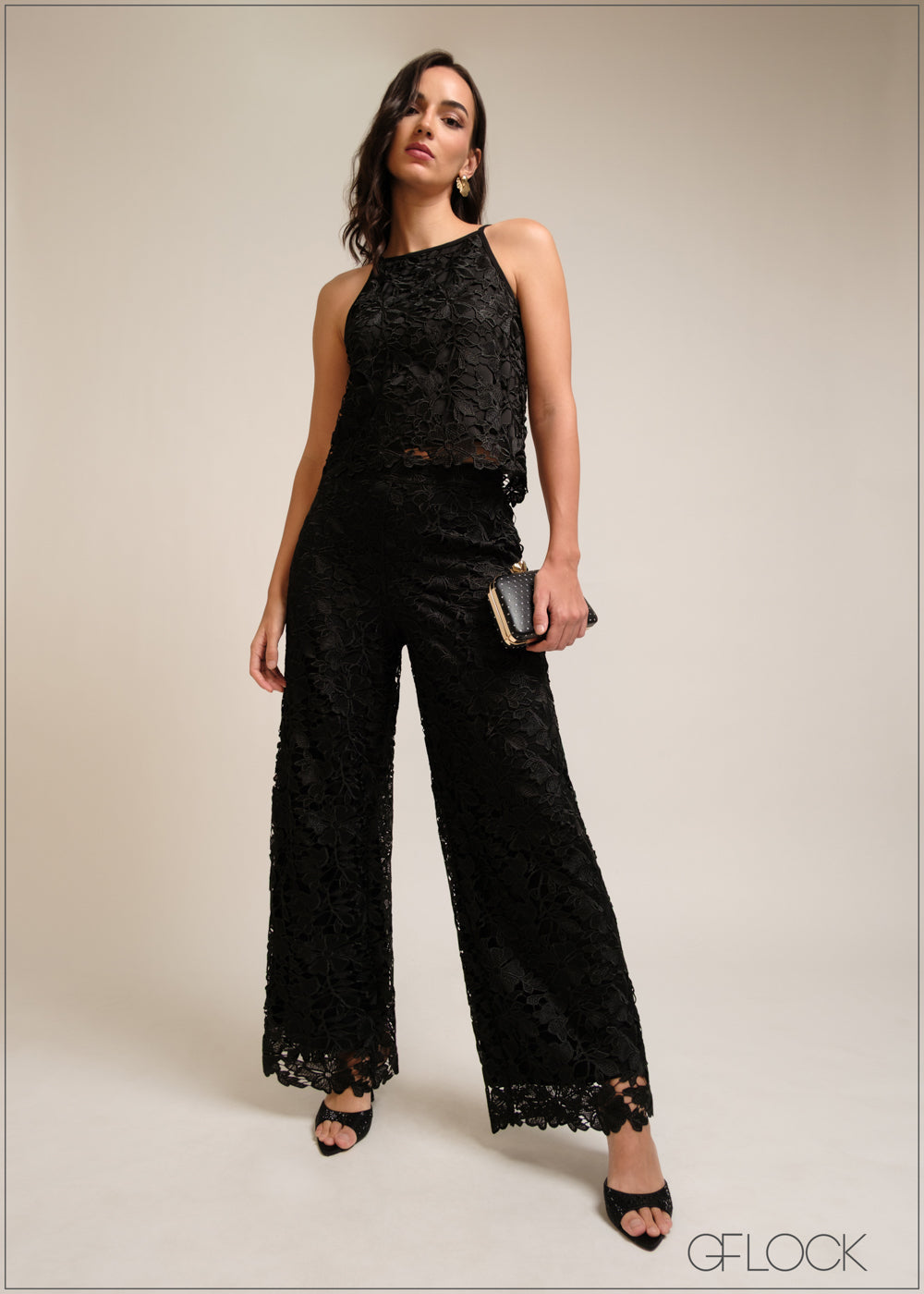 Black lace strappy cami top
