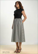 Contrast Printed Midi Dress - 130826