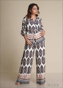 Border Printed Wide Leg Pant - 180825