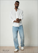 Ripped Straight Leg Jean - Short Length - 281026