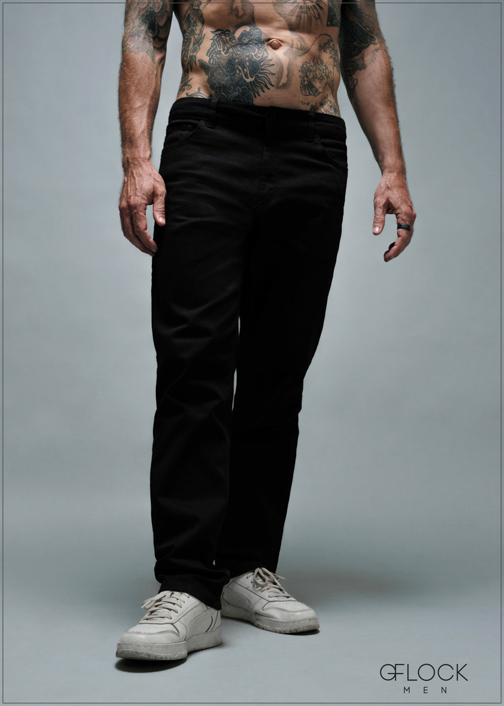 Black Straight Leg Jean - Long Length - 010925