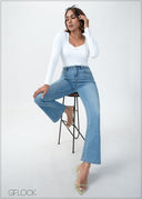 Light Wash Bootcut Jean - Short Length - 270725