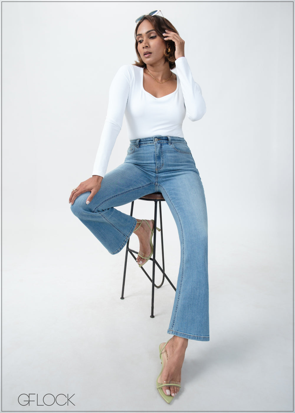 Light Wash Bootcut Jean - Short Length - 270725